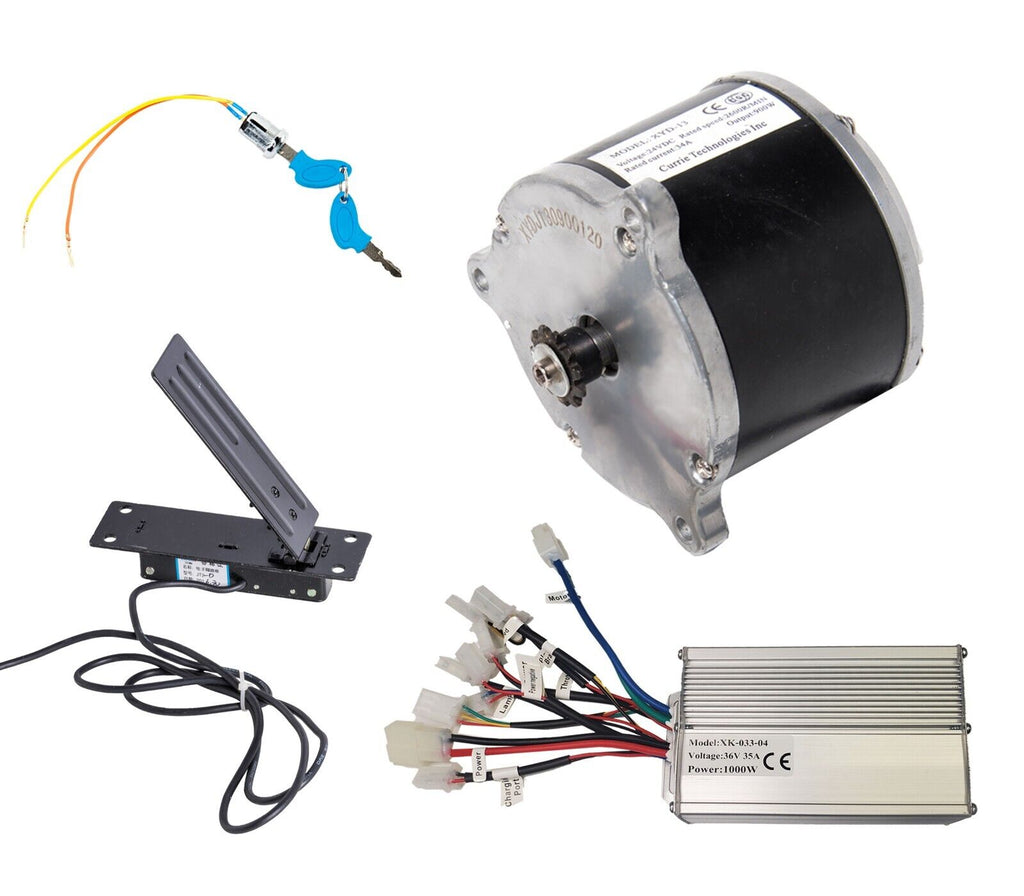 Electric Kart Motor Overvolt Kit Currie Face 36V 900W w Controller Reverse Pedal