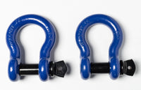 Two Open Box BLUE D-Ring 7/8" Bow Shackle w black pin 10500 LB Capacity Jeep CJ