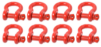 Lot of 8 Premium RED D-Ring 3/4" Bow Shackle Screw Pin 10500 LB Capacity Jeep CJ