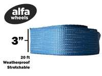 Tow Strap 20ft Snow Rescue 3x20 3" 20000 lbs 9Ton tree off-road Mud Jeep CJ Blue