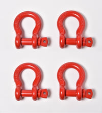 4 Pack 5/8" Red Bow Shackle D-Ring w 3/4" Clevis Screw Pin WLL 7000lbs 3.25 TON