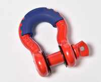 Four (4) 3/4" Red Bow Shackles 10500LB w Blue Plastic noise vibration Protector