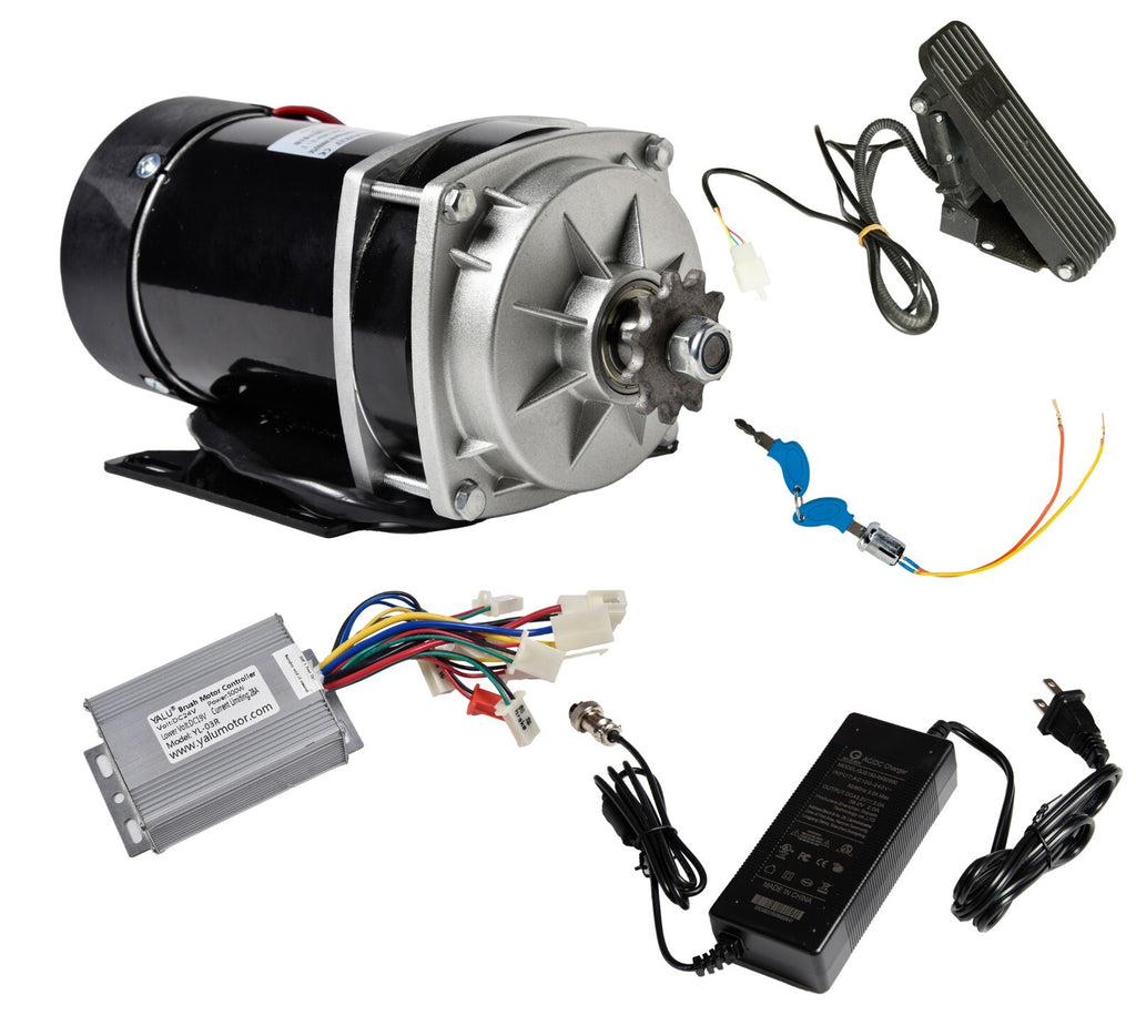 500W 24 V DC gear reduction electric motor+Rev Controller+Foot Throttle+KeyLock