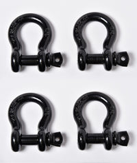 4 Pack 5/8" Black Bow Shackle D-Ring w 3/4" Clevis Screw Pin WLL 7000 lbs