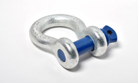 Two 3/4" Galvanized Bow Shackles 10500LB Blue pin w noise vibration Protector