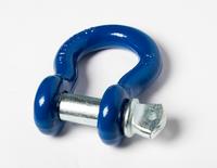 2x 7/8" Bow Shackle D-Ring Blue w 1" Galvanized Zinc Clevis Screw Pin 14000 lbs
