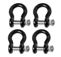4x 7/8" Bow Shackle D-Ring Black w Zinc Plated 1" Clevis Screw Pin 14000 lbs