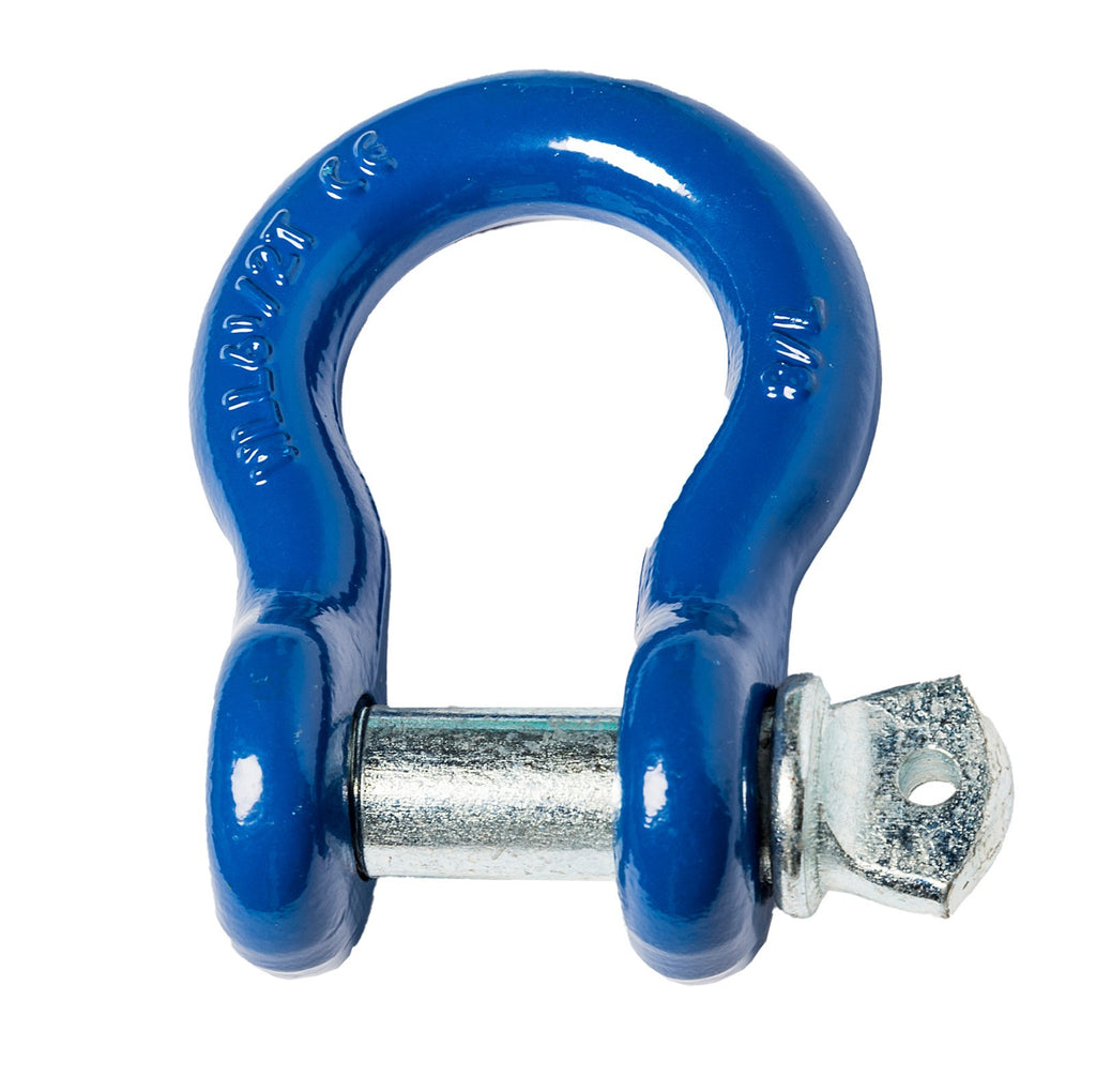 Open Box Bow Shackle Rigging Blue 7/8" w 1" Galvanized Clevis Screw Pin 14000lbs
