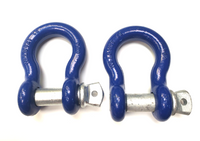 x2 OPEN BOX Bow Shackle Blue 7/8" DRing 6.5 Ton w 1" Galv Clevis Screw Pin 14000