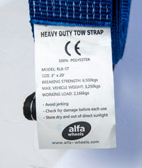 Tow Strap 20ft 3" 6.5TON 14000lb BLUE winch sling off-road ATV UTV recovery 3x20