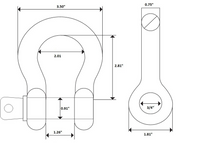 OPEN BOX Pack of 4 Black DRing 3/4" Bow Shackle w 7/8" Screw Pin Jeep CJ
