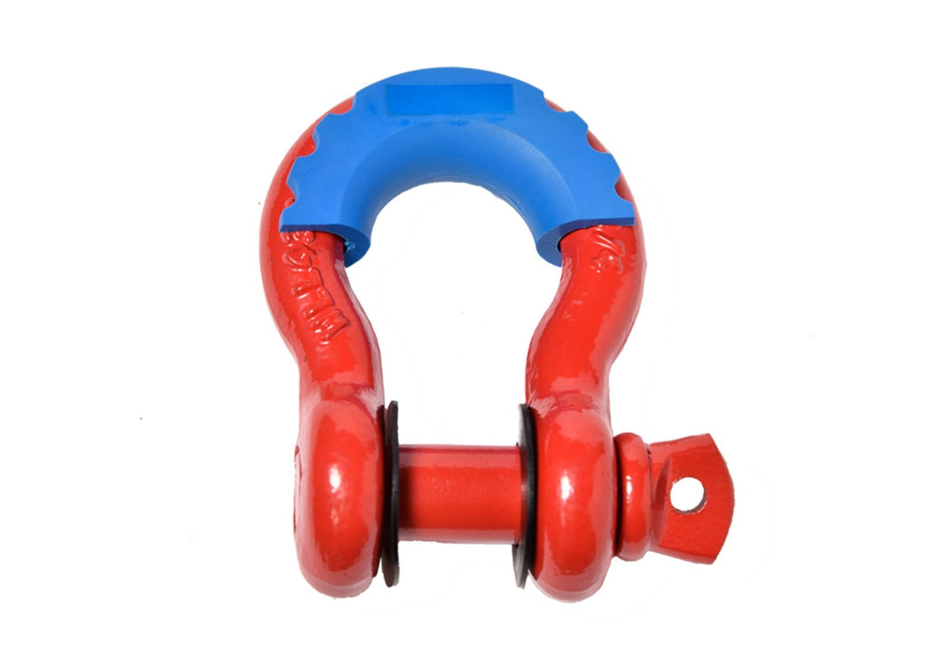 3/4" Red D-Ring Bow Shackle 10500LB w Blue Plastic noise vibration Protector