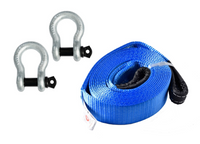 3" 26,000lbs Tow Strap 20 ft off-road snatch recovery w D-Ring Bow Shackle