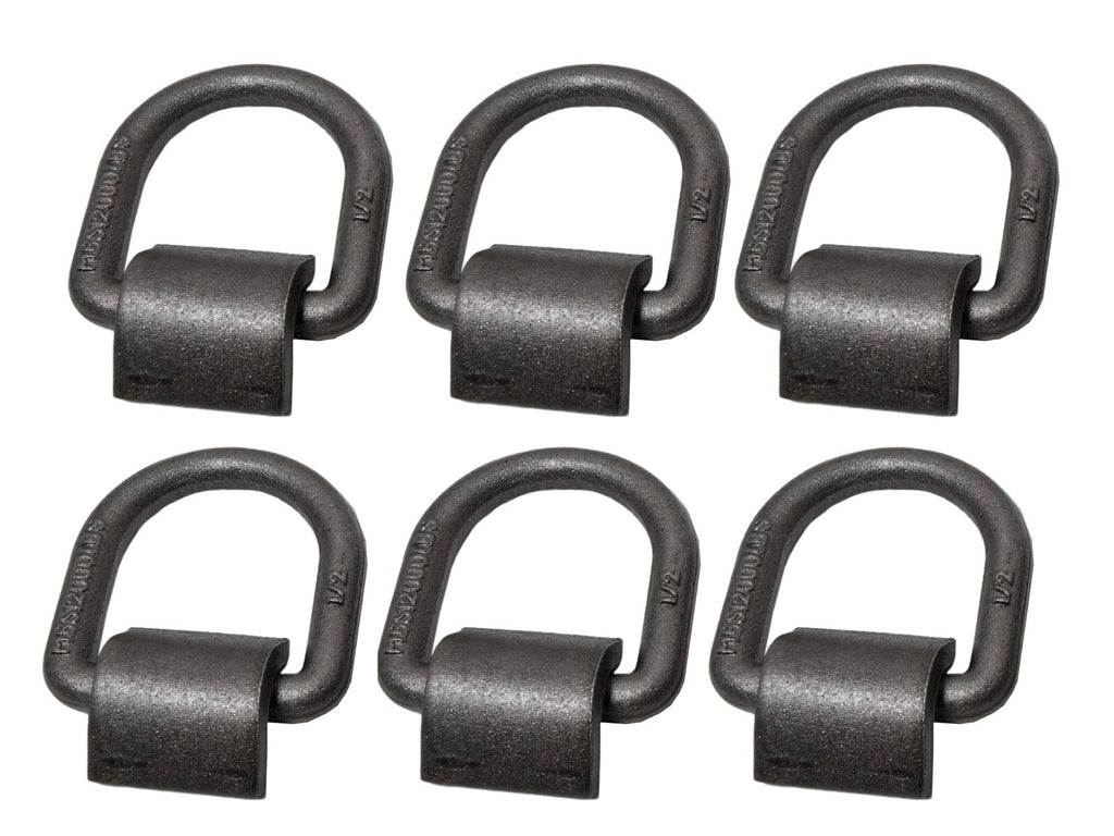 (6) 1/2" D Ring Weld-On Flatbed Truck Trailer Ratchet Strap Cargo Tie Down Ring
