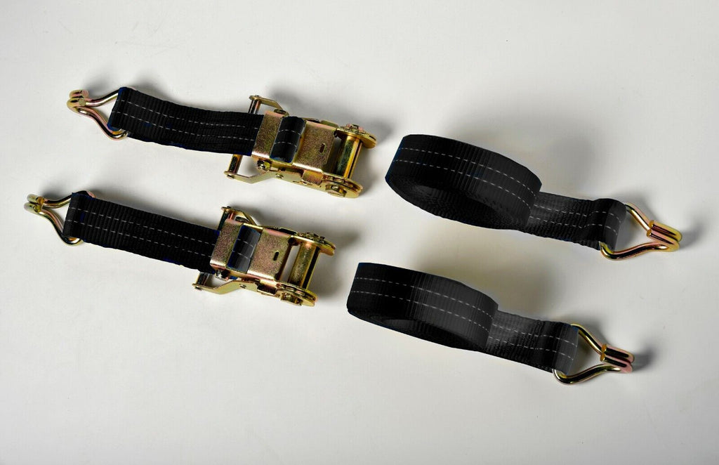 Ratchet Strap J Hook 2x 1.5"x15' 4000lb Heavy Duty Tie Down Cargo ATV UTV 1.5x15