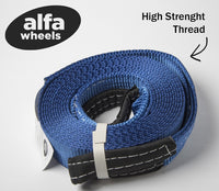 Tow Strap 20ft Snow Rescue 3x20 3" 20000 lbs 9Ton w 2x 7/8 Bow Shackles