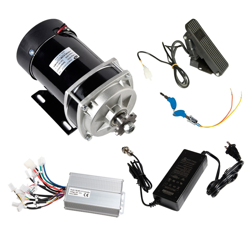 650W 36V ZXF Gear motor+controller+keylock+Charger+Foot Throttle 3 wire