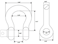 4x 7/8" Bow Shackle D-Ring Black Tow Lift 1" Clevis Screw Pin 14000 lbs