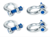 4x 1" D Ring Galv Bow Shackle Screw Pin Blue Clevis Rigging Towing WLL 8.5Ton