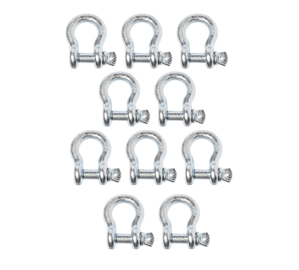 10 Pack 5/8" Galvanized Bow Shackle D-Ring w 3/4" Clevis Screw Pin WLL 7000 lbs