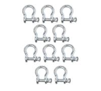 10 Pack 5/8" Galvanized Bow Shackle D-Ring w 3/4" Clevis Screw Pin WLL 7000 lbs