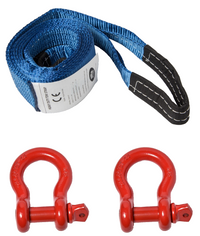Tow Recovery Strap Bow Shackles Rigging 20ft Winch Tree Saver 3" 26000lb OffRoad