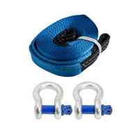 Tow Strap 20ft Snow Rescue 3x20 3" 20000 lbs 9Ton w 2x 7/8 Bow Shackles