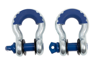 Two 3/4" Galvanized Bow Shackles 10500LB Blue pin w noise vibration Protector