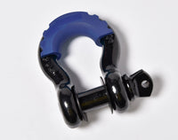 Pair of 3/4" Black Bow Shackle 10500LB w Blue Plastic noise vibration Protector