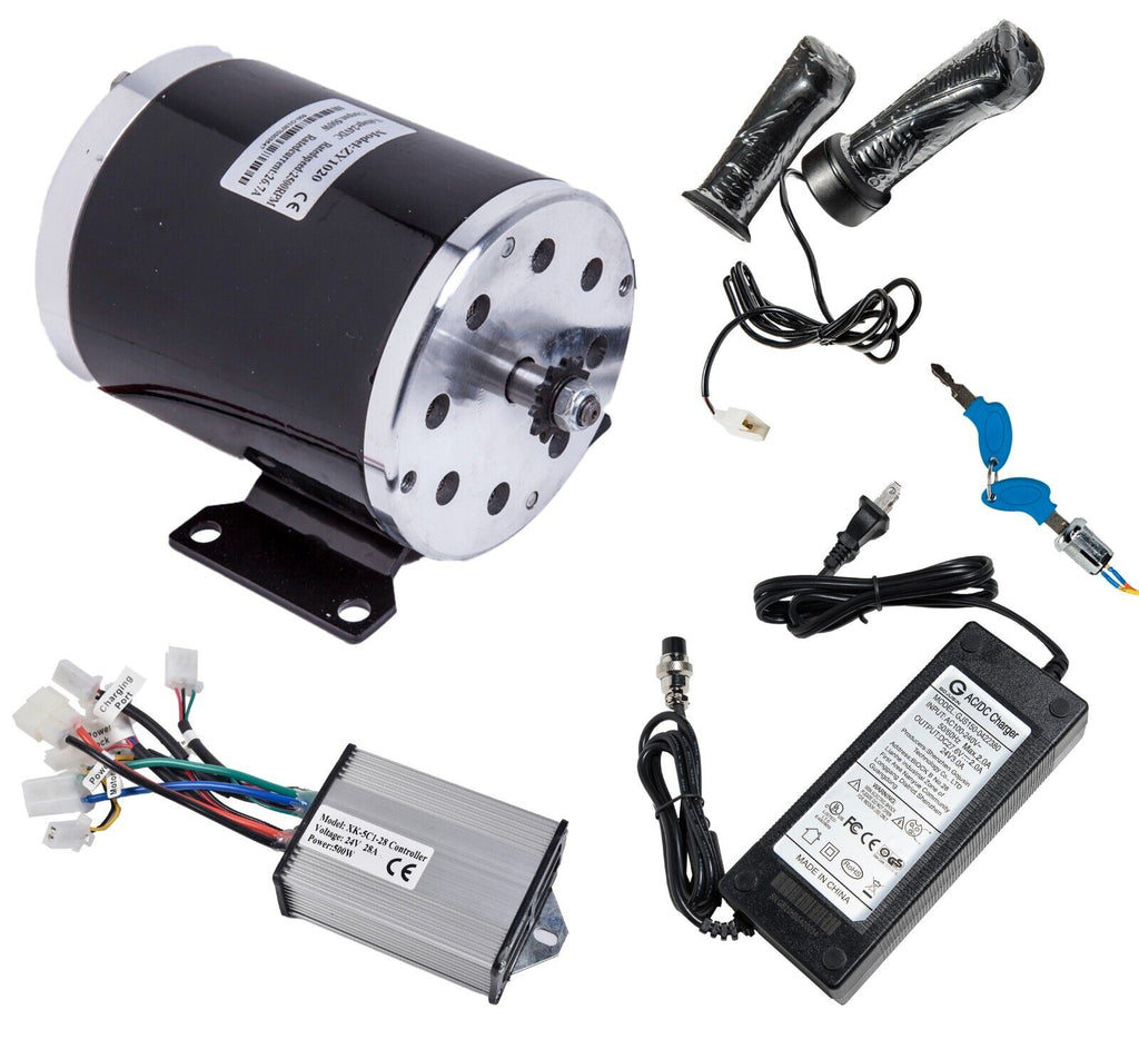 500 W 24 V electric motor kit w base+controller+Throttle+charger+Keylock switch