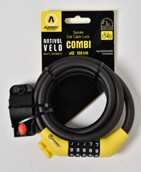 Coiled Cable Combination Lock Bicycle Motorcycle Scooter Made in France bracket