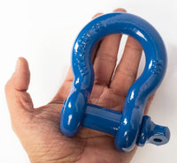 3/4" Blue D-Ring Bow Shackle 10500LB w Blue Plastic noise vibration Protector