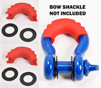 2x D-Ring Red Bow Shackle Isolator Jeep Towing Off Road 3/4" SILENCER Anti-Noise