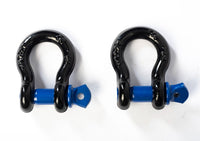 2x 1/2" Black Bow Shackle w Blue Clevis Screw Pin Anchor 2 TON 4400 lbs capacity