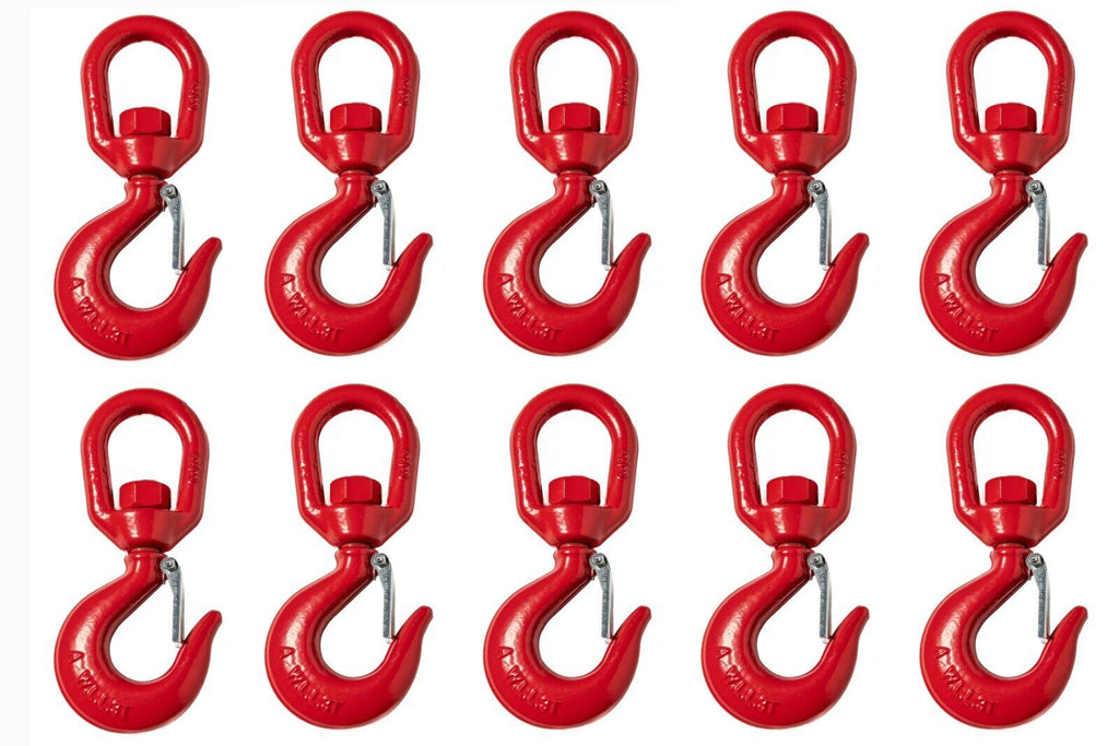 10 Pack Swivel Eye Hook G70 w Latch 5/8" Alloy Steel 3Ton Hoist Lifting Rigging