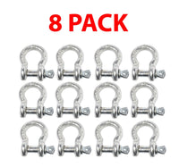 8x 3/8" Bow Shackle D-Ring w Clevis Screw Pin Anchor WLL 1 TON 2200 lbs capacity