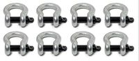 Lot of 8 Premium Nickel D-Ring 3/4" Bow Shackle Black Screw Pin 10500 LB Jeep CJ