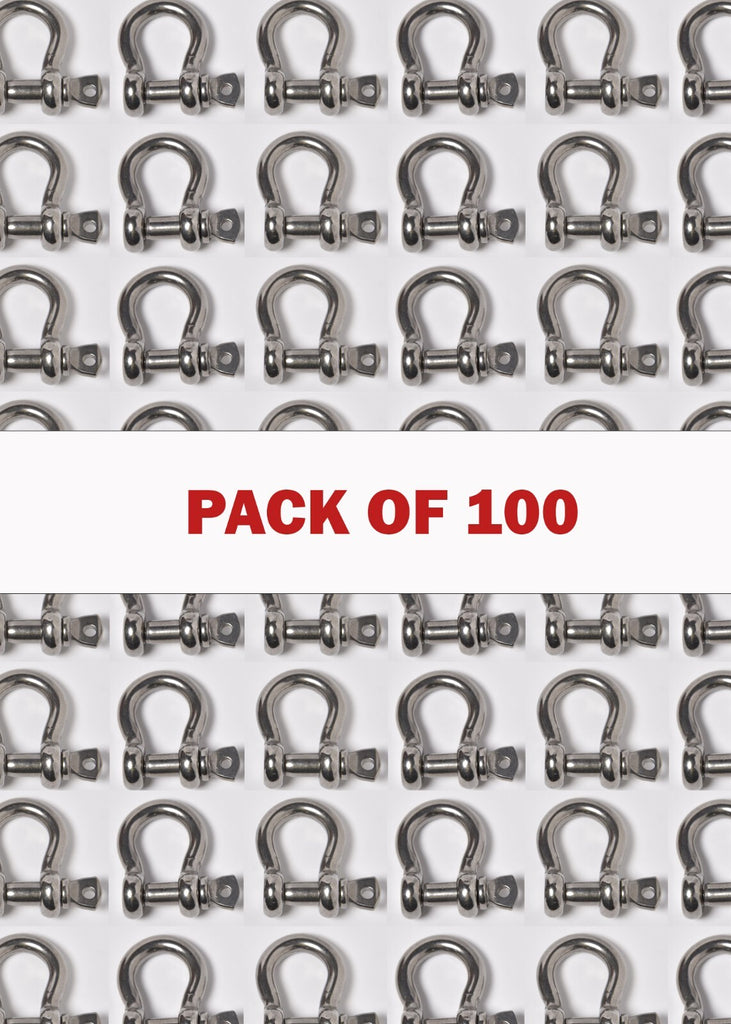 100x Marine Bow Shackle 5mm 3/16" 304 Stainless Steel Boat Dring Rigging Bracele
