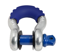Two 3/4" Galvanized Bow Shackles 10500LB Blue pin w noise vibration Protector