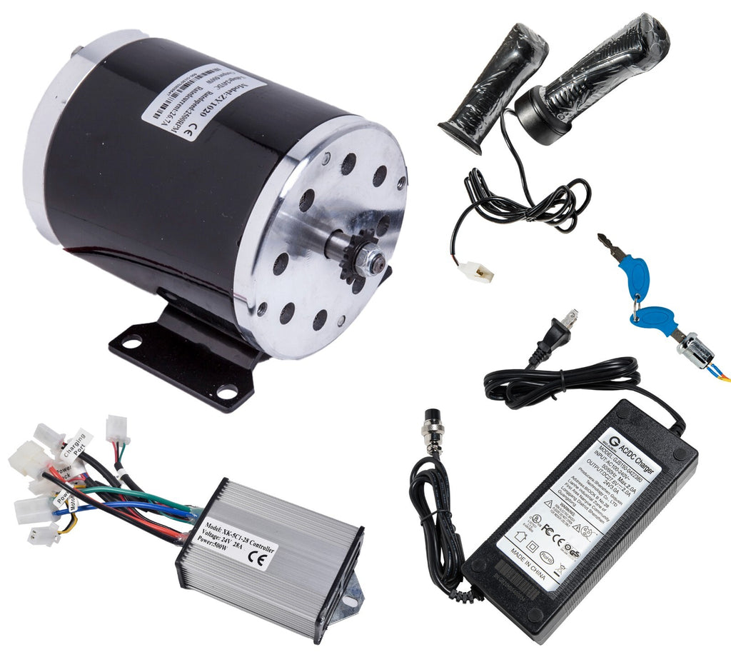 500 W 24 V Electric Motor kit w base+controller+Throttle+charger+Keylock switch