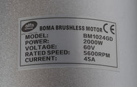 Used 2000W Watt 60V Volt BLDC electric motor w Base BM1024 T8F sprocket GoKart