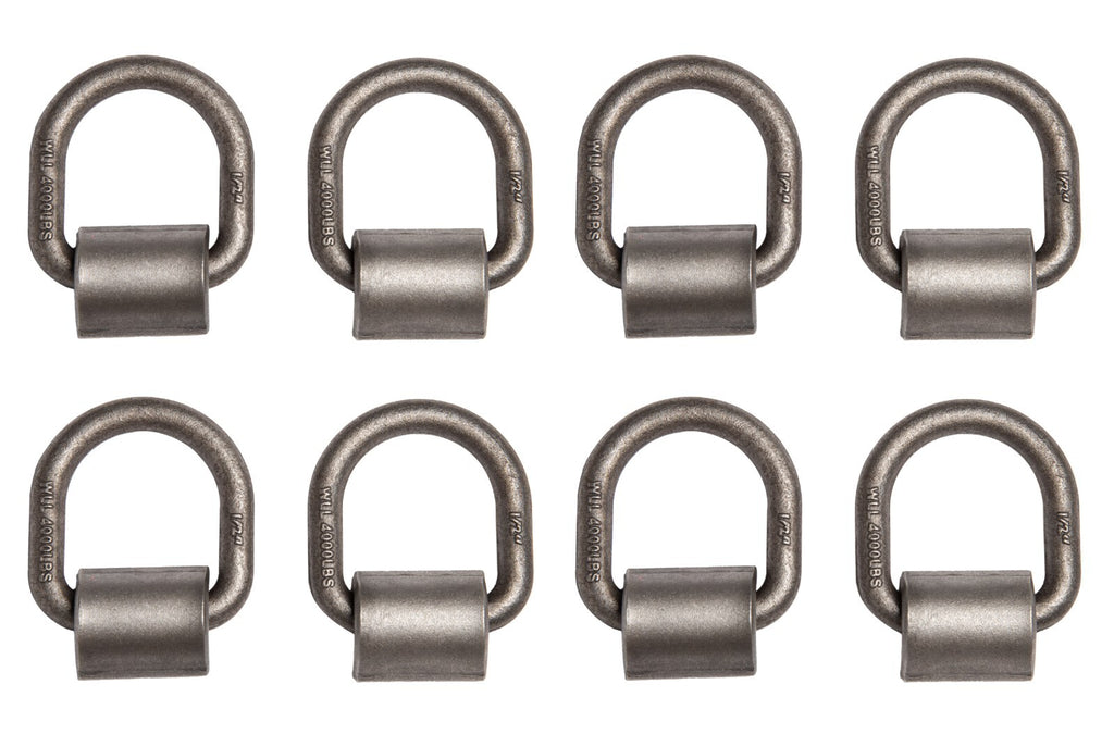 (8) Tie Down 1/2" D Ring Weld-On Flatbed Truck Trailer Ratchet Strap Cargo