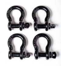 x4 OPEN BOX 5/8" Black Bow Shackle D-Ring w 3/4" Clevis Screw Pin WLL 7000lbs