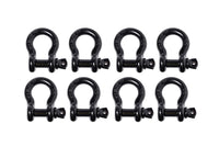 8 Pack 5/8" Black Bow Shackle Tow D-Ring w 3/4" Clevis Screw Pin WLL 7000 lbs