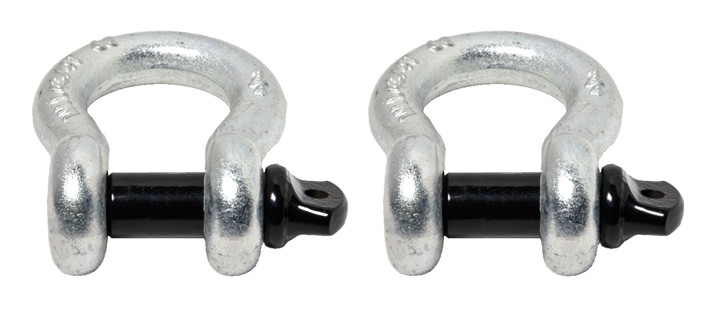 Two (2) Premium Nickel D-Ring 3/4" Bow Shackle Black Screw Pin 10500 LB Capacity