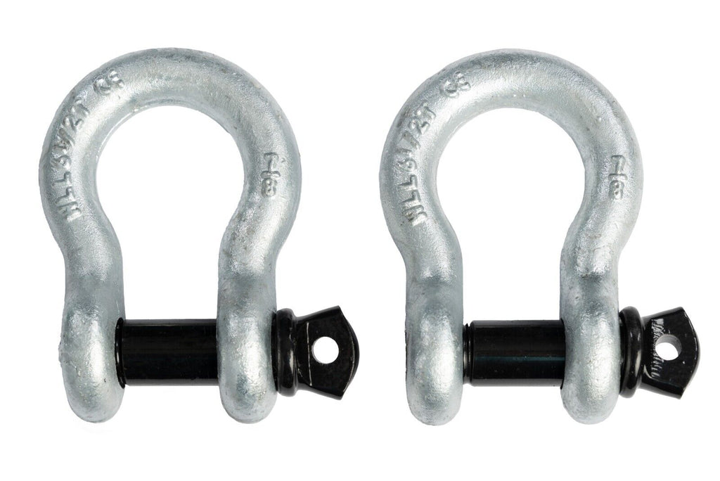 2x 7/8" Bow Shackle D-Ring Zinc Plated w Black 1" Clevis Screw Pin 14000 lbs New