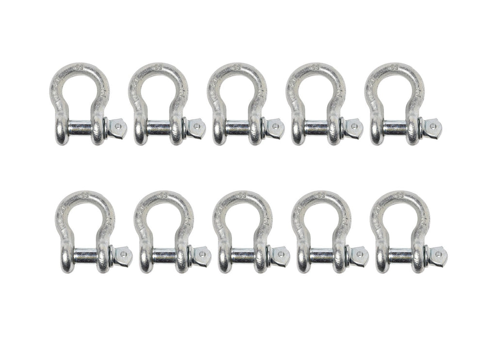 10x 1/2" Galvanized Bow Shackle w Clevis Screw Pin 2 TON 4400 lbs capacity