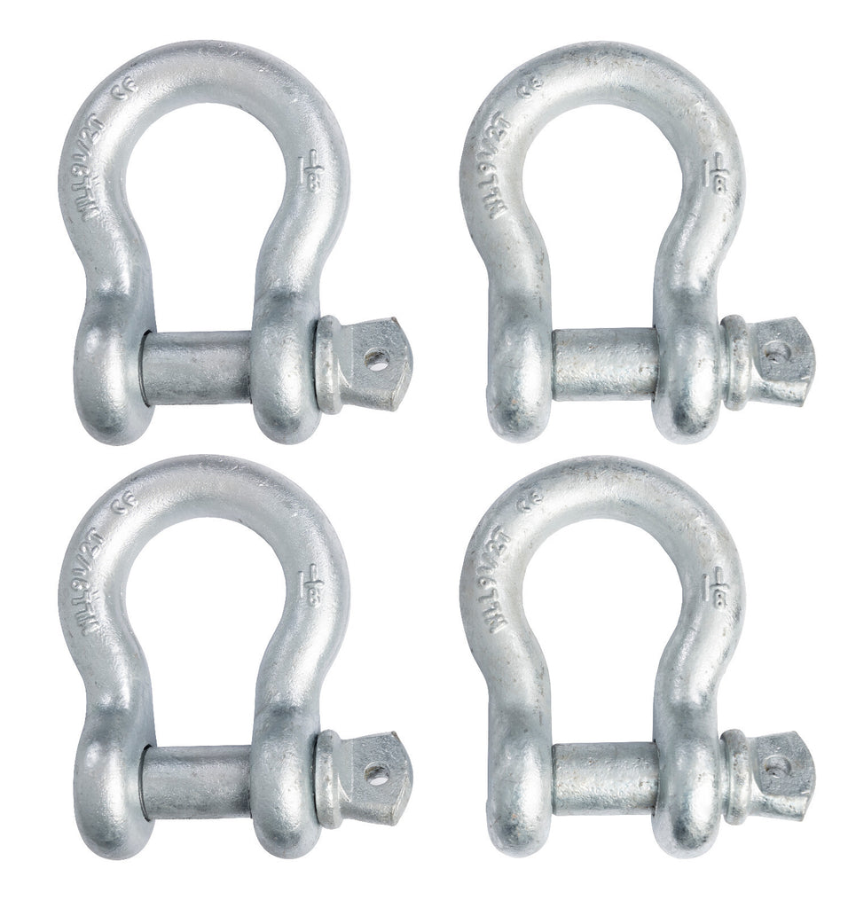 4 pcs 1-1/8" Bow Shackle w Screw Clevis Pin Rigging Towing 9.5 Ton 21000 lb WLL