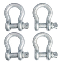 4 pcs 1-1/8" Bow Shackle w Screw Clevis Pin Rigging Towing 9.5 Ton 21000 lb WLL