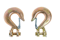 (2) 3/8" G70 Clevis Slip Hooks with Latch Safety Chain Hook Tow Truck Tie Down